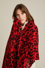 100% Cashmere Red Monster Leopard Scarf