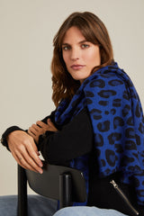100% Cashmere Blue Monster Leopard Scarf