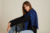 100% Cashmere Blue Monster Leopard Scarf