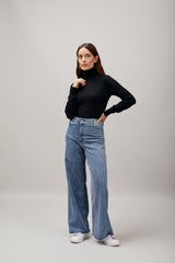 100% Cashmere Black Rocky Roll Neck - Medium