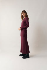 100% Cashmere Plum Ribbed Tunic - Large