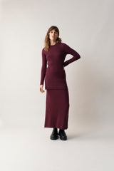 100% Cashmere Plum Ribbed Tunic - Large