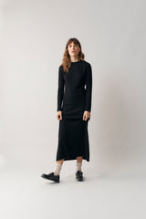 100% Cashmere Black Ribbed Tunic - Small