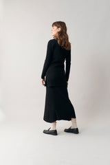 100% Cashmere Black Ribbed Tunic - Small
