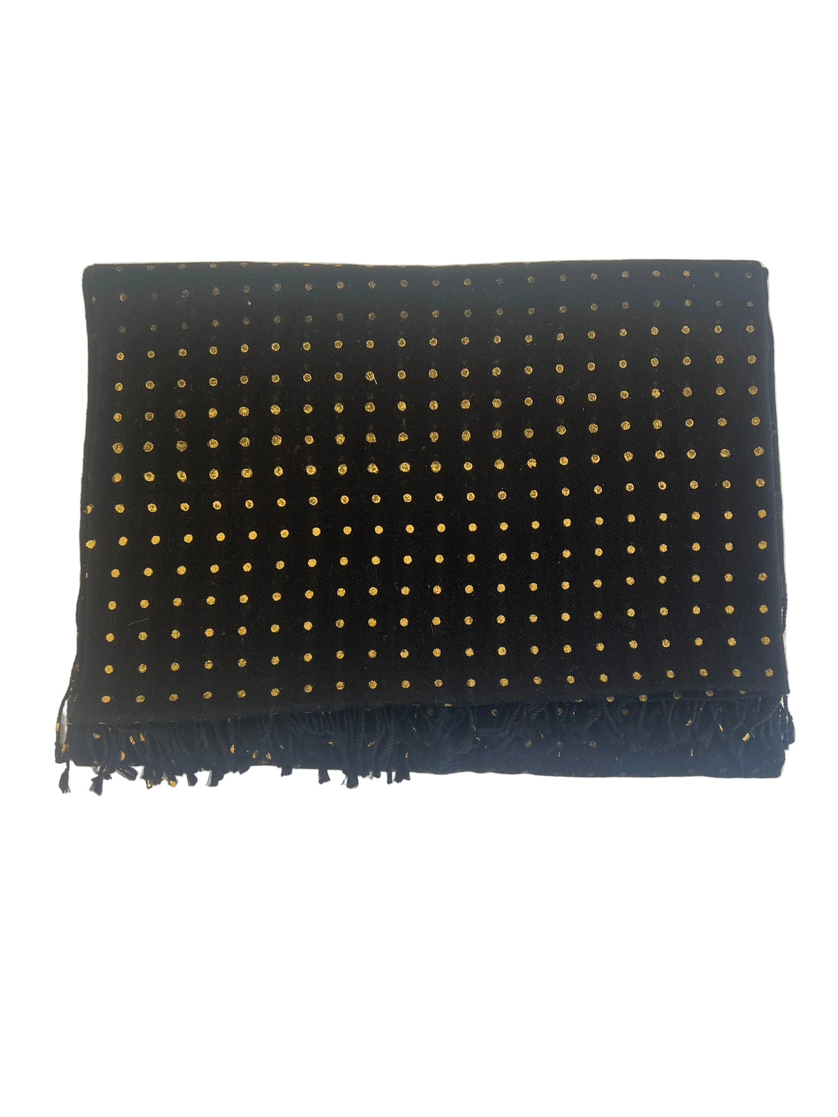 Black Pashmina With Metallic Gold Polka Dots