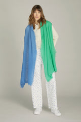 100% Cashmere Blue/Green Dip Dye Shawl