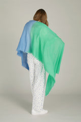 100% Cashmere Blue/Green Dip Dye Shawl