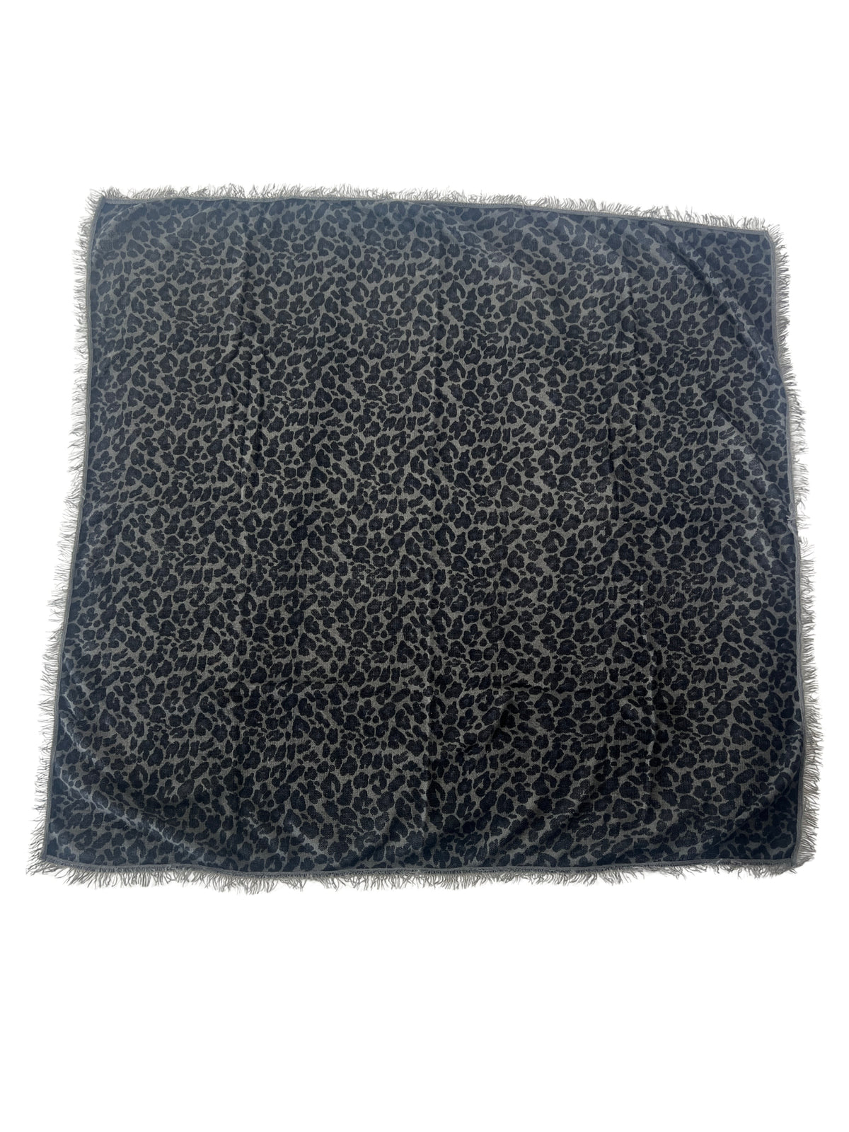 100% Cashmere Soft Charcoal Leopard Square Scarf