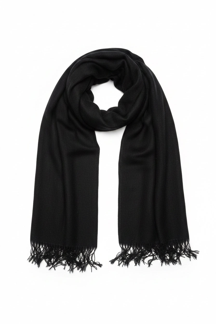 Cashmere and Silk Black Shawl