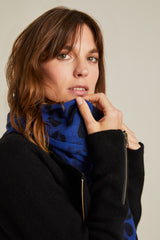100% Cashmere Blue Monster Leopard Scarf