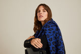 100% Cashmere Blue Monster Leopard Scarf