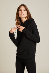 100% Cashmere Slouch Hoody Black