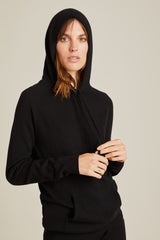 100% Cashmere Slouch Hoody Black