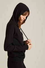 100% Cashmere Slouch Hoody Black