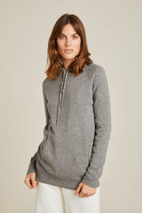 100% Cashmere Slouch Hoody Charcoal Melange