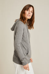100% Cashmere Slouch Hoody Charcoal Melange