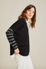 100% Cashmere Mila With Striped Arm