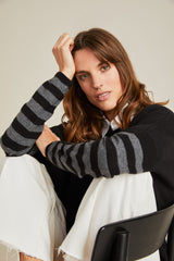 100% Cashmere Mila With Striped Arm