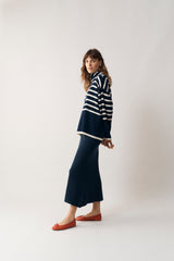Striped Taylor Navy and White