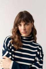 Striped Taylor Navy and White