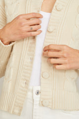 100% Cashmere Off White Iris Cardigan