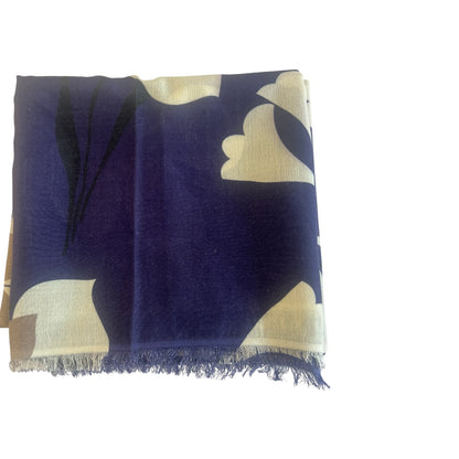 Navy Crocus Print Shawl
