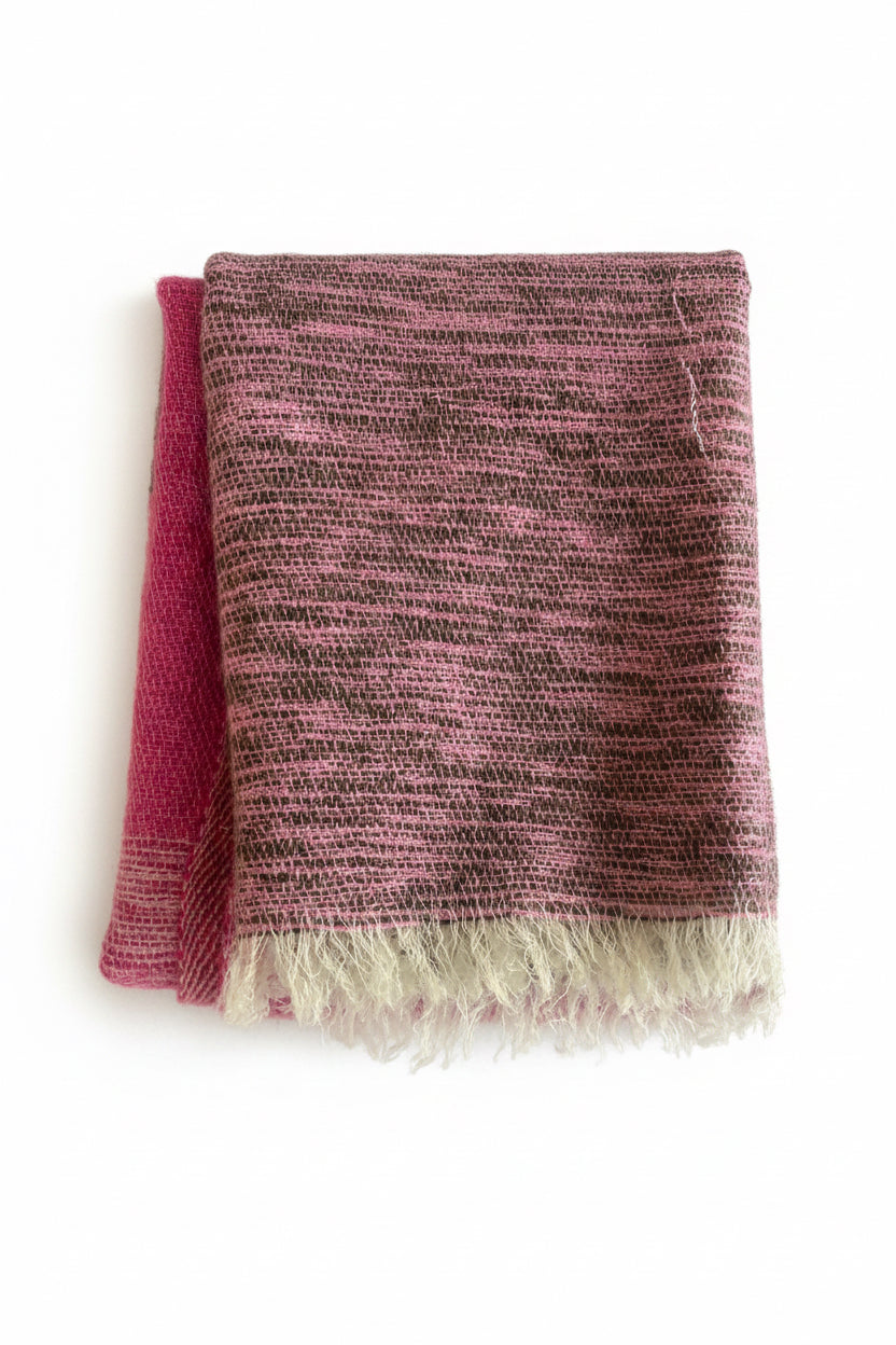 100% Cashmere Pink Handwoven Shawl