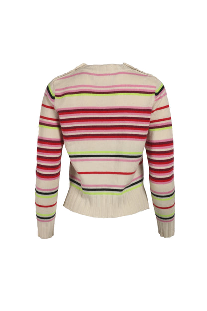 100% Cashmere Bonnie Stripe Pink - LARGE