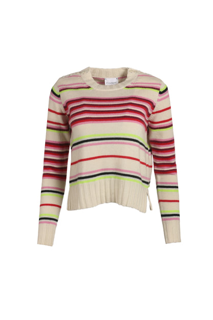 100% Cashmere Bonnie Stripe Pink - LARGE