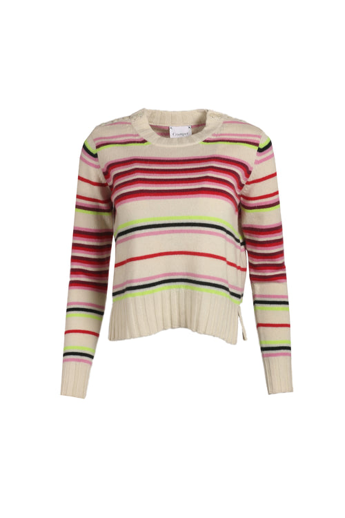 100% Cashmere Bonnie Stripe Pink - LARGE