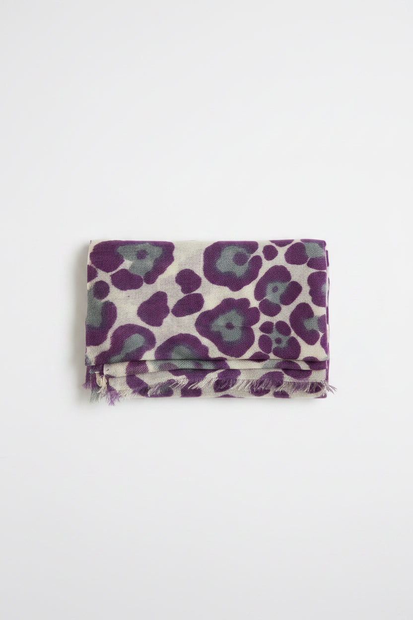 Cashmere and Silk Purple Leopard Shawl