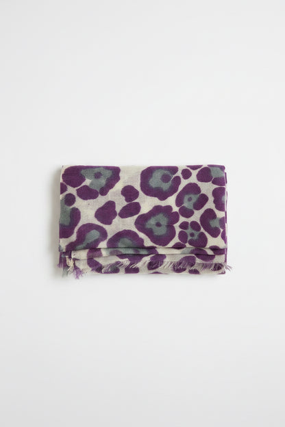 Cashmere and Silk Purple Leopard Shawl