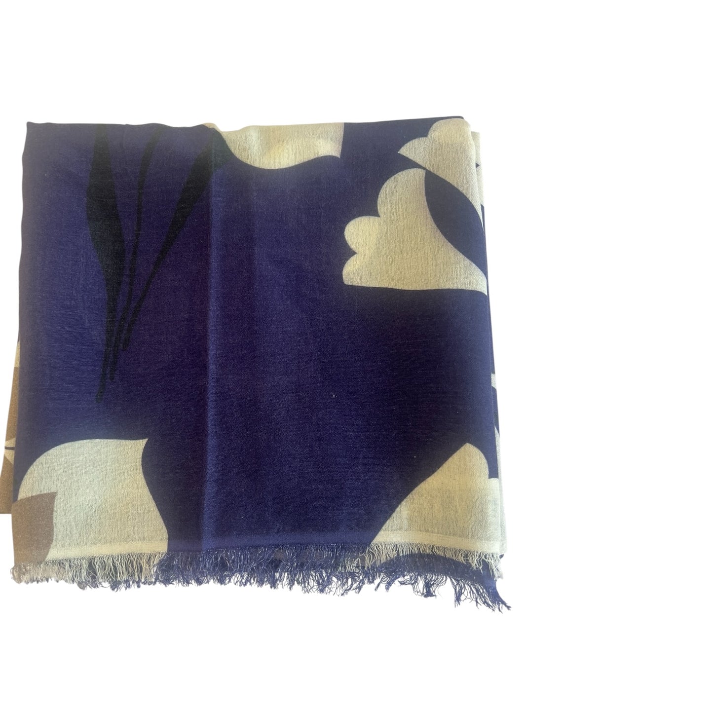 Navy Crocus Print Shawl