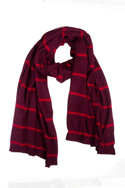 100% Cashmere Red Stripe Wrap