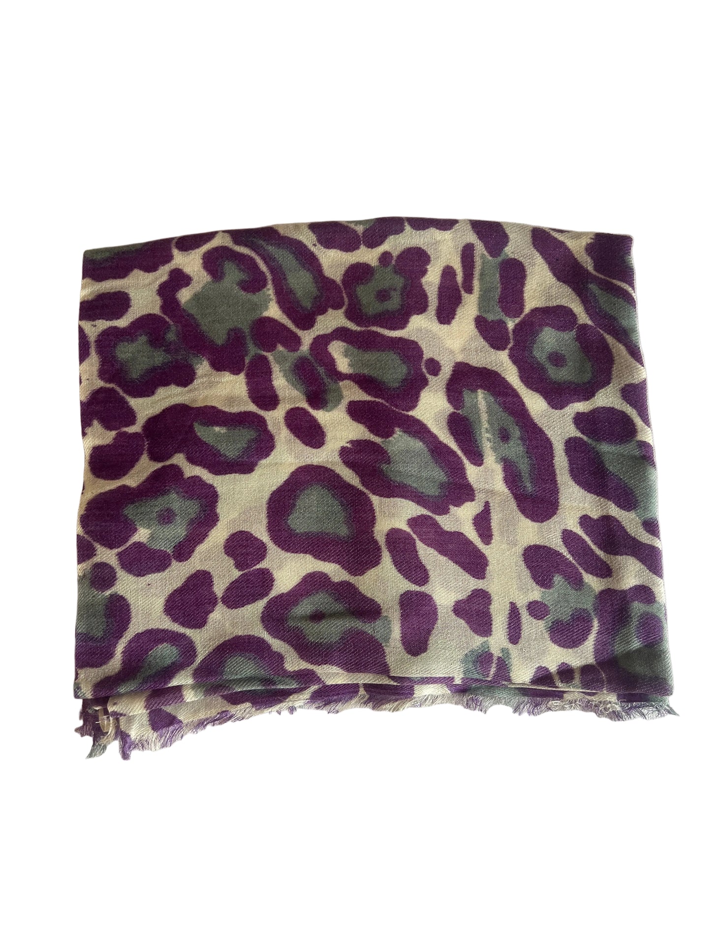 Cashmere and Silk Purple Leopard Shawl