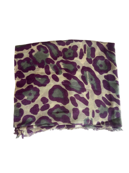 Cashmere and Silk Purple Leopard Shawl