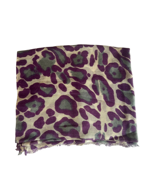 Cashmere and Silk Purple Leopard Shawl