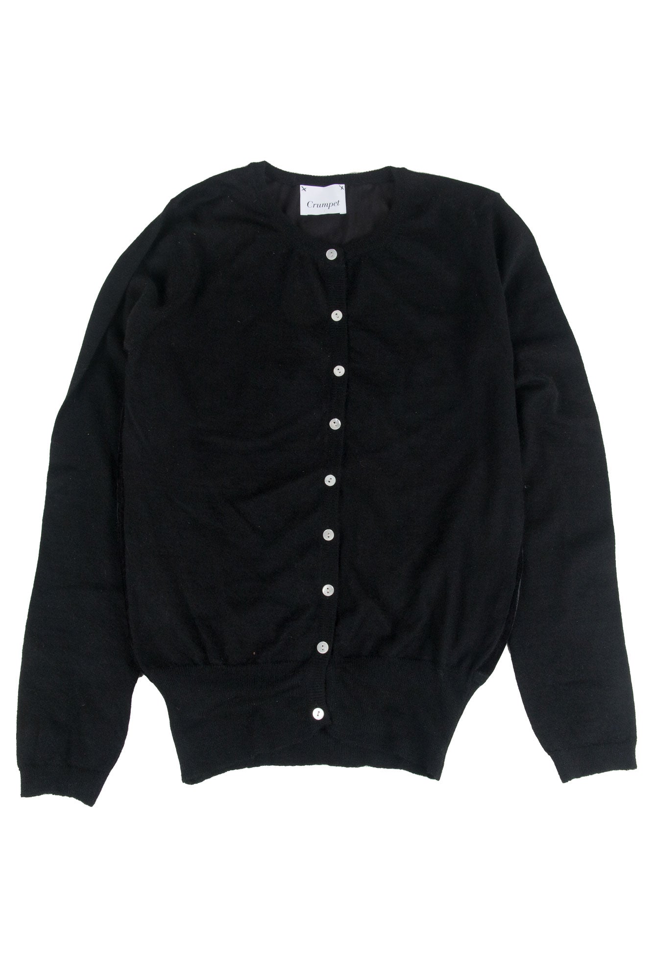 100% Cashmere Black Cardigan With Velvet Back - SMALL