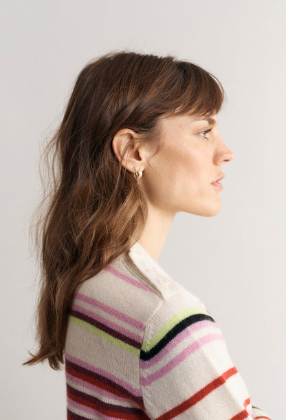 100% Cashmere Bonnie Stripe Pink - LARGE