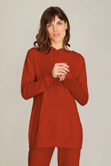 100% Cashmere Slouch Hoody Red