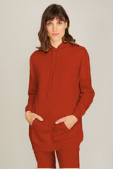 100% Cashmere Slouch Hoody Red