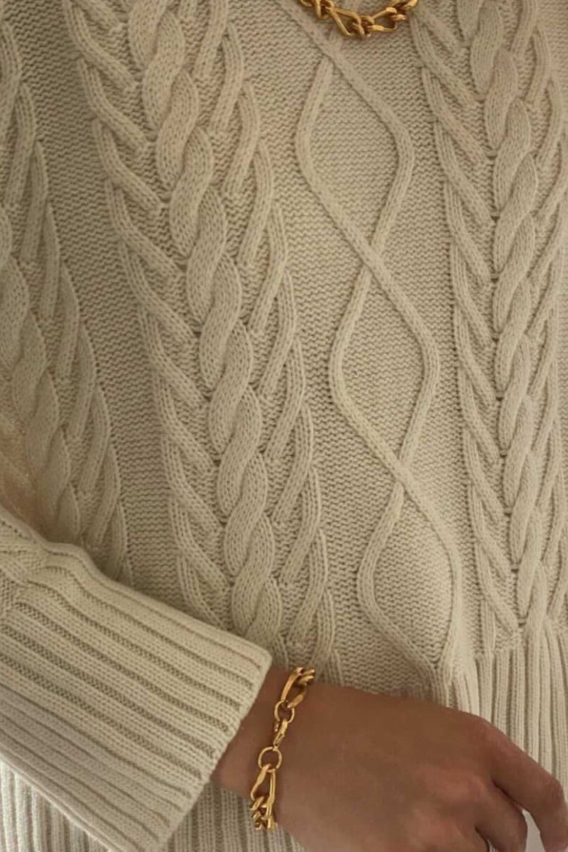 Cashmere Cable Sweater Cream