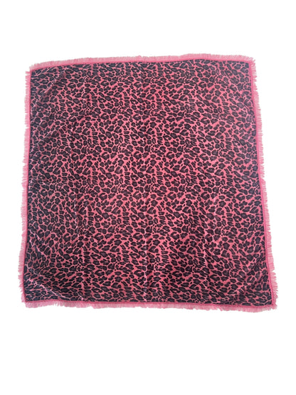 100% Cashmere Soft Pink Leopard Square Scarf