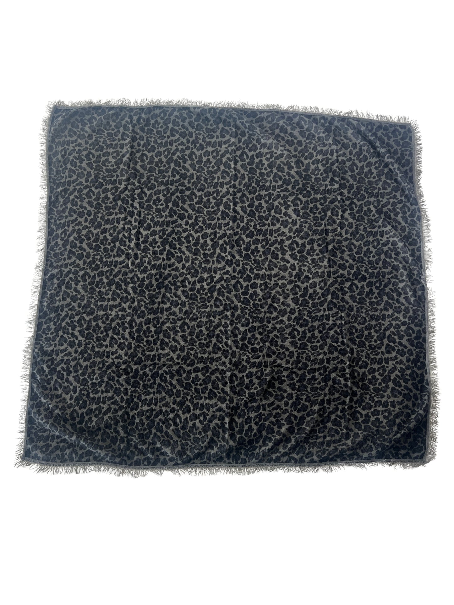 100% Cashmere Soft Charcoal Leopard Square Scarf