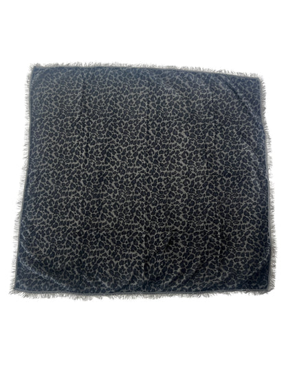 100% Cashmere Soft Charcoal Leopard Square Scarf