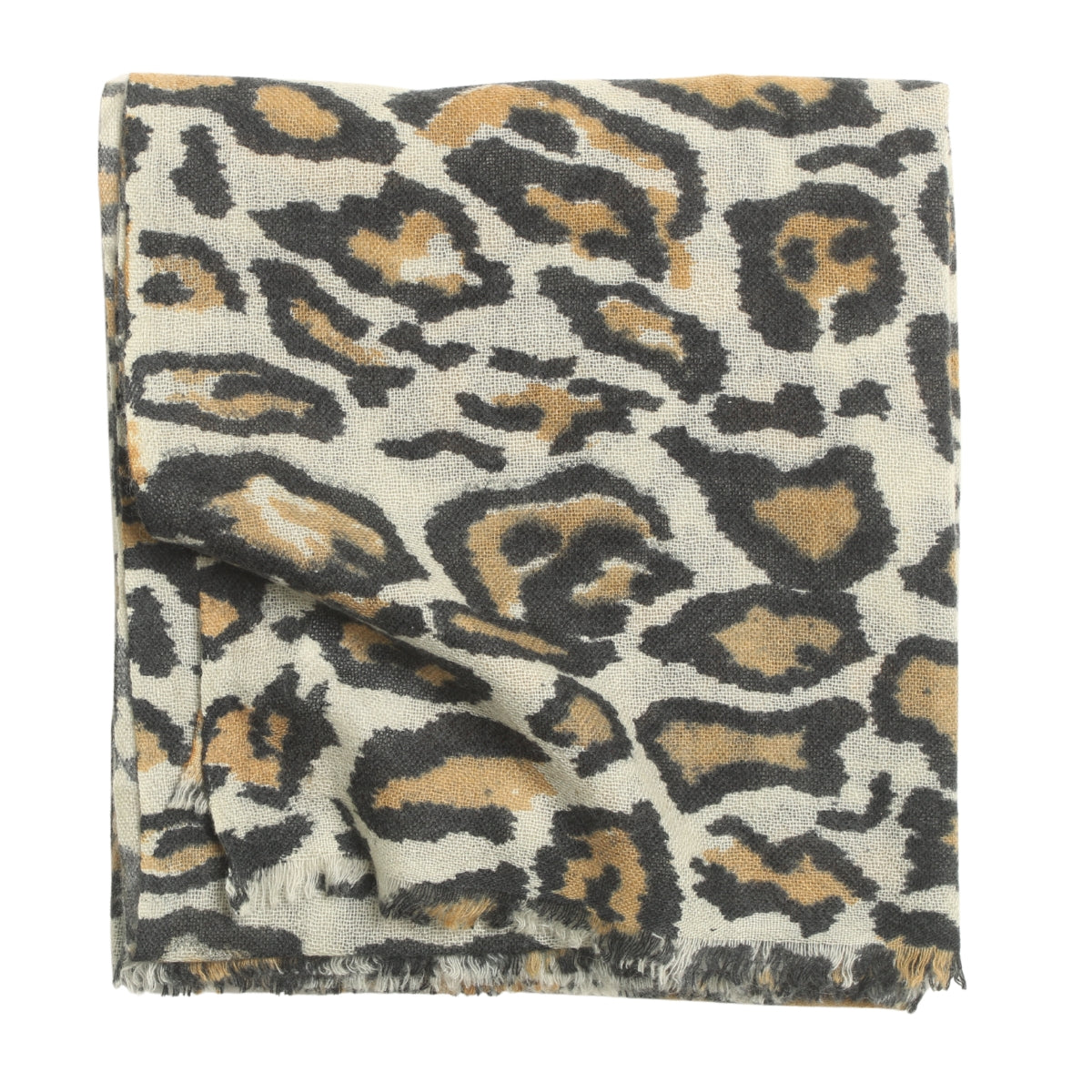 100% Cashmere Beige Monster Leopard Scarf