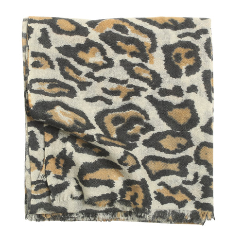 100% Cashmere Beige Monster Leopard Scarf