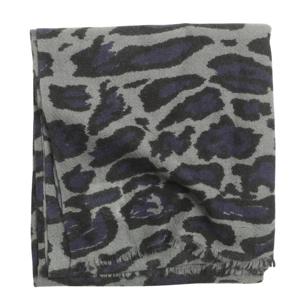 100% Cashmere Charcoal Monster Leopard Scarf