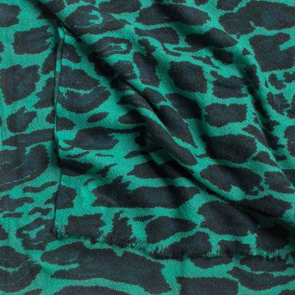 100% Cashmere Emerald Monster Leopard Wrap