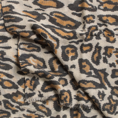 100% Cashmere Beige Monster Leopard Scarf